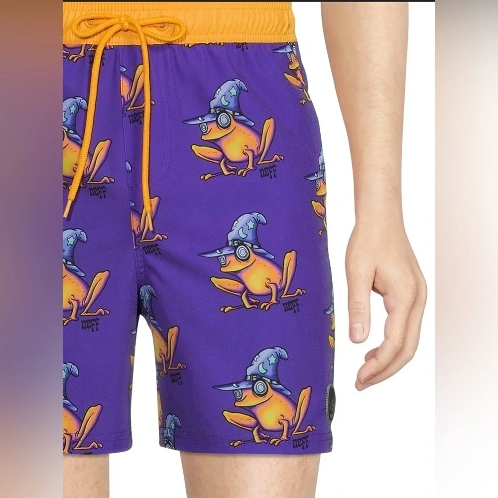 NEFF Men's Frog Magic Graphic Swim Shorts Size XL